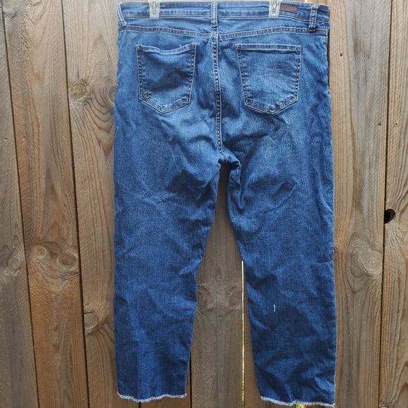 Kut From the Kloth Distressed High Rise Crop Straight Leg Raw Hem Jeans Size 16 - Picture 4 of 12